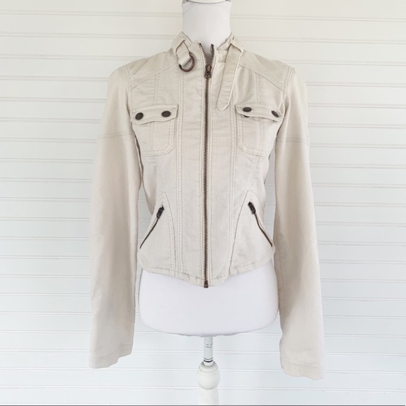 Abercrombie & Fitch Cream Corduroy Denim Jacket - Picture 3 of 12